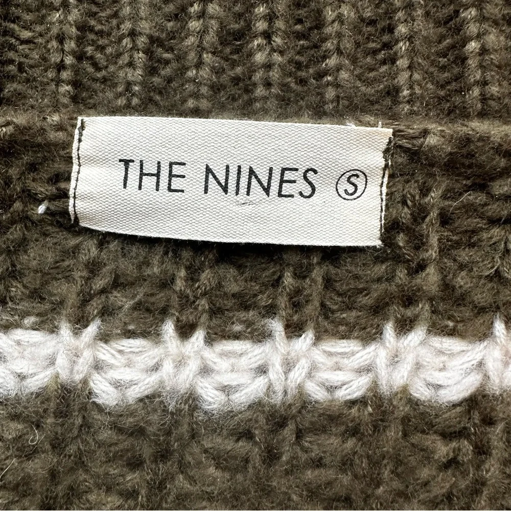 Grampa Core Oversized Slouchy Olive White Striped Sweater sz S‎